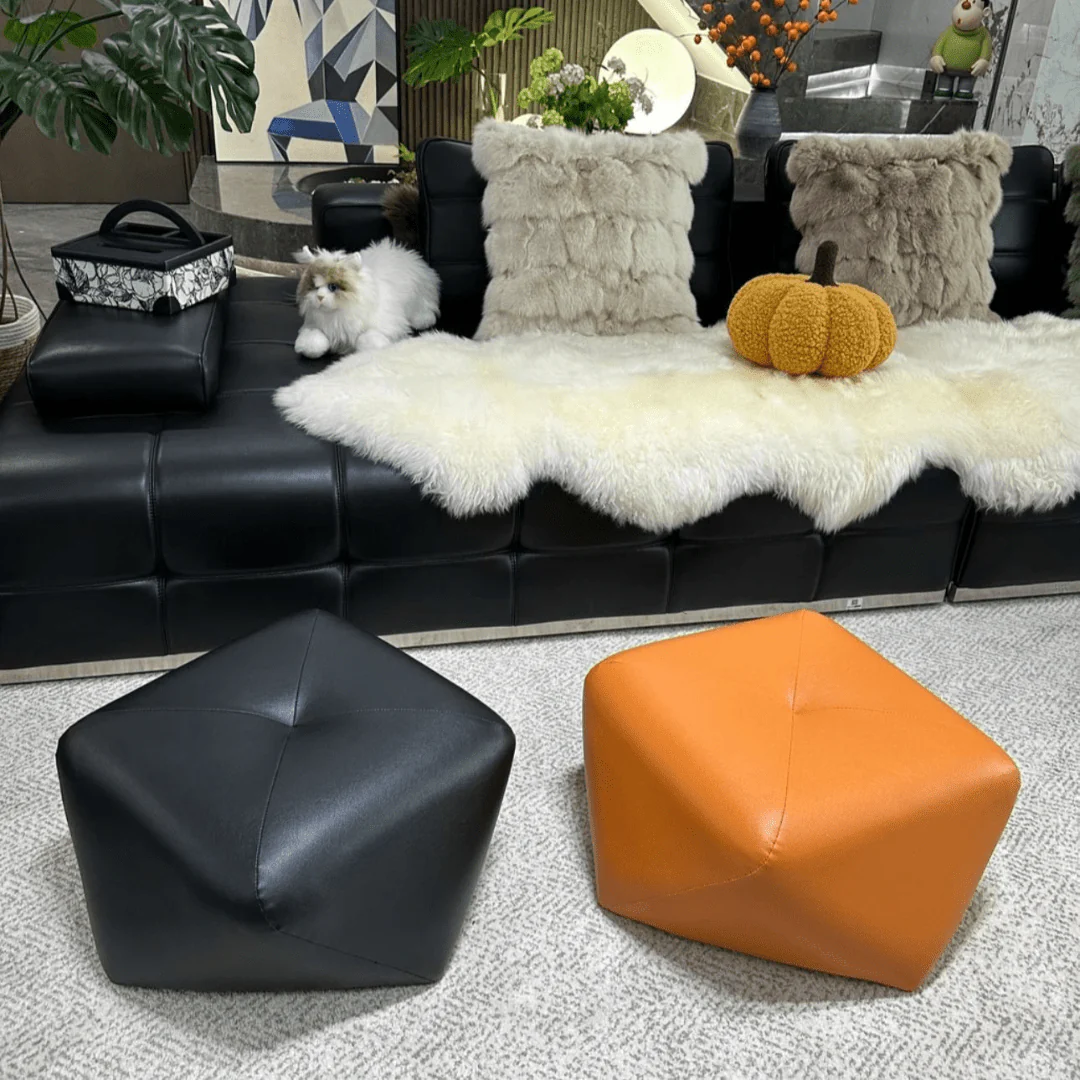 Elegant Light Luxury Octagonal Leather Foot Stool - Image 3
