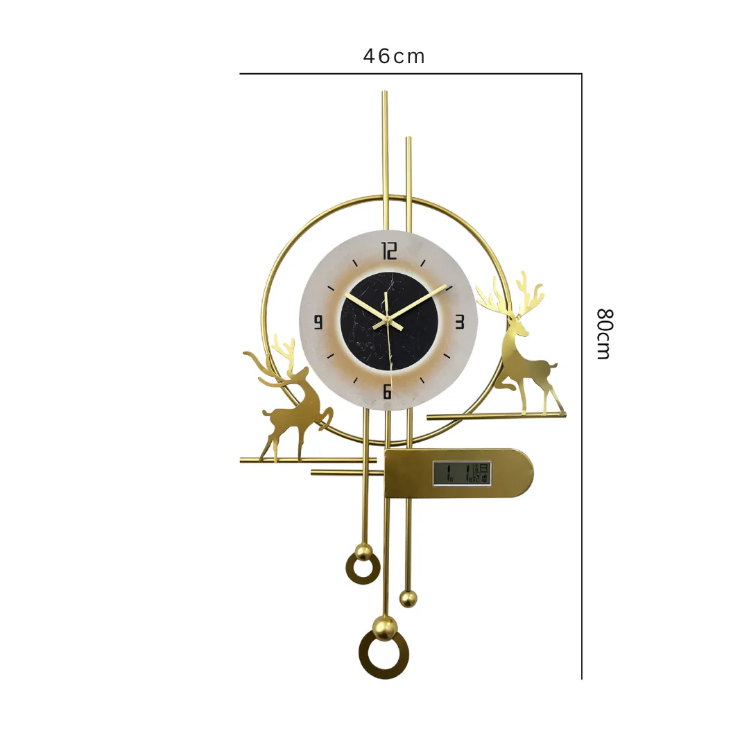 Elegant Reindeer Gold Metal Wall Clock - Image 6
