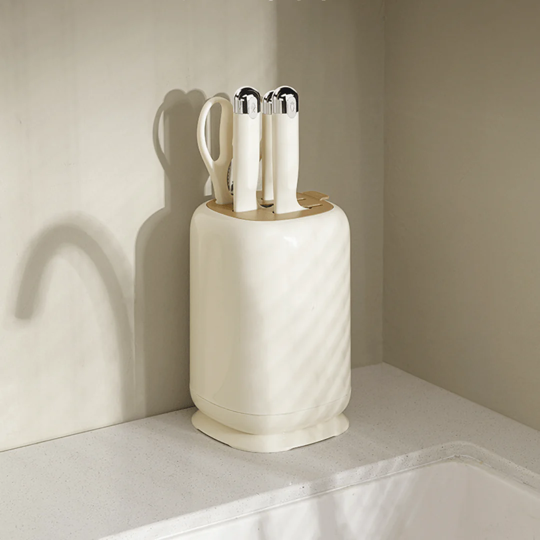 Ergonomic Stainless Steel Kitchen Knife Set with Holder - Image 3