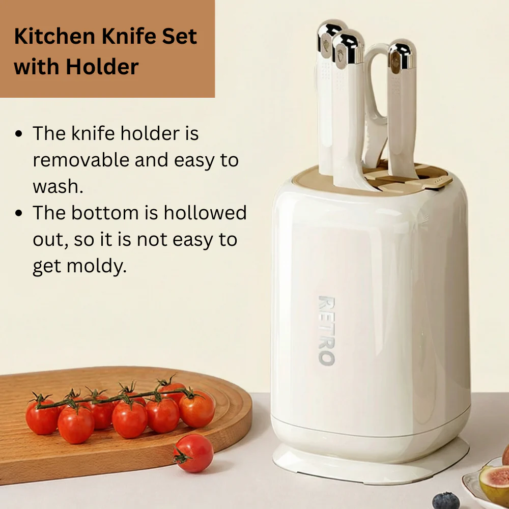 Ergonomic Stainless Steel Kitchen Knife Set with Holder - Image 4
