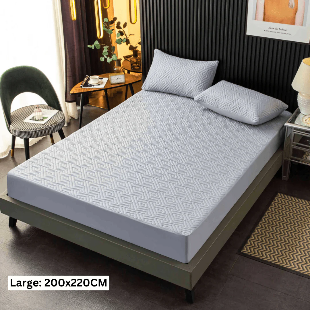 Feather Touch Quilted Bed Sheets With 2-Pillow Covers (Blue) - Image 8