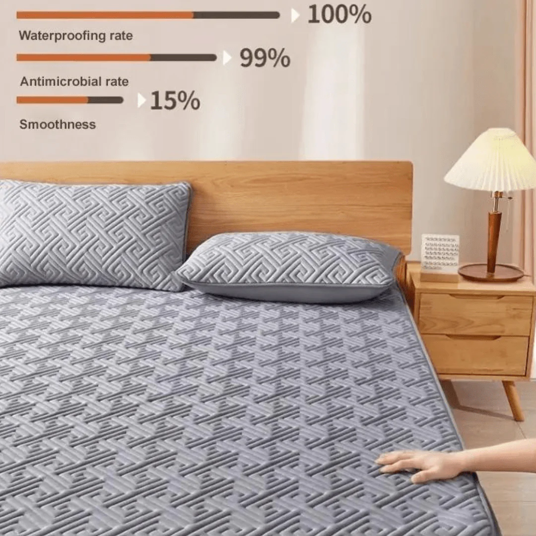 Feather Touch Quilted Bed Sheets With 2-Pillow Covers (Grey) - Image 6