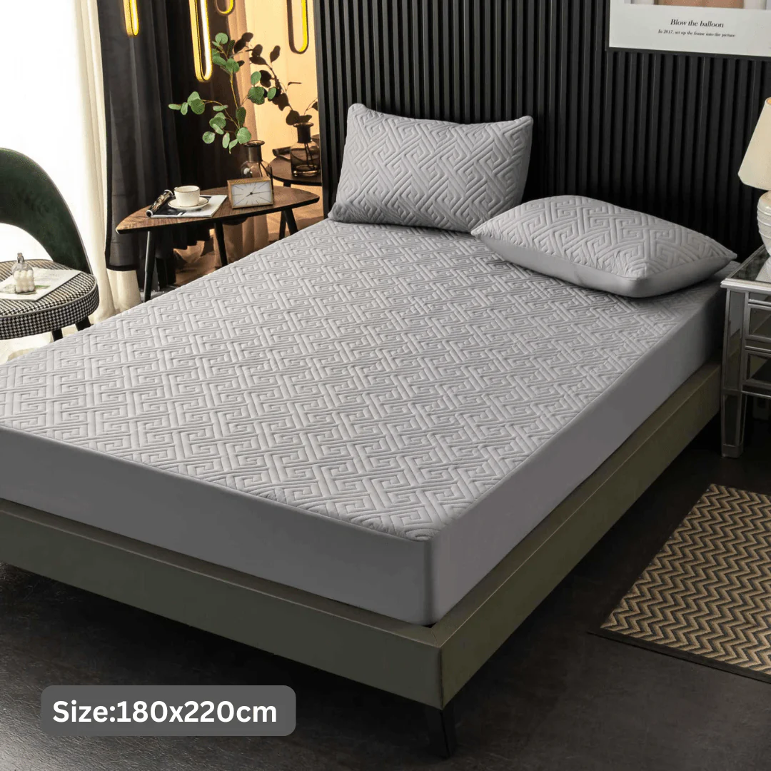 Feather Touch Quilted Bed Sheets With 2-Pillow Covers (Grey) - Image 9