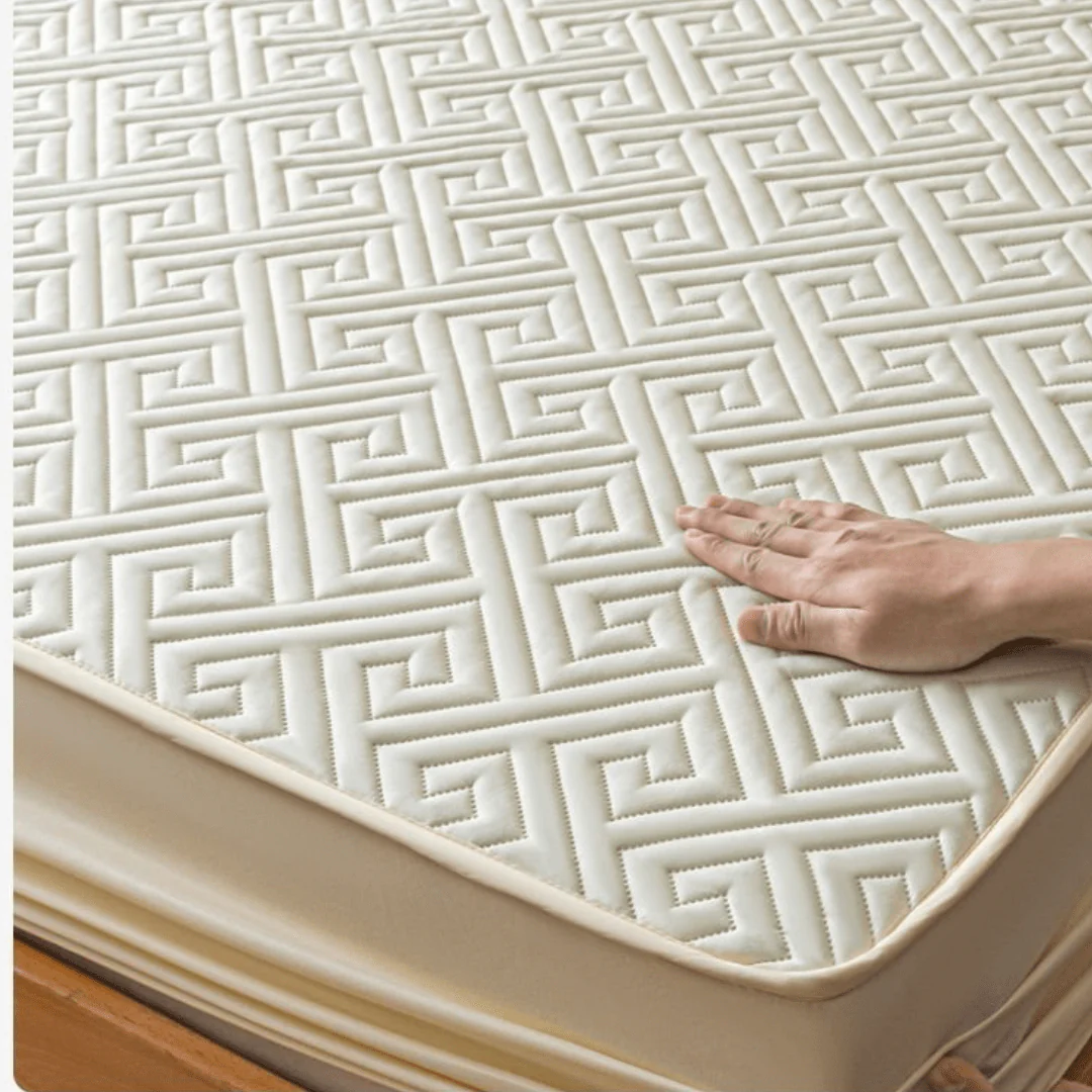 Feather Touch Quilted Bed Sheets With 2-Pillow Covers (Off-White) - Image 3
