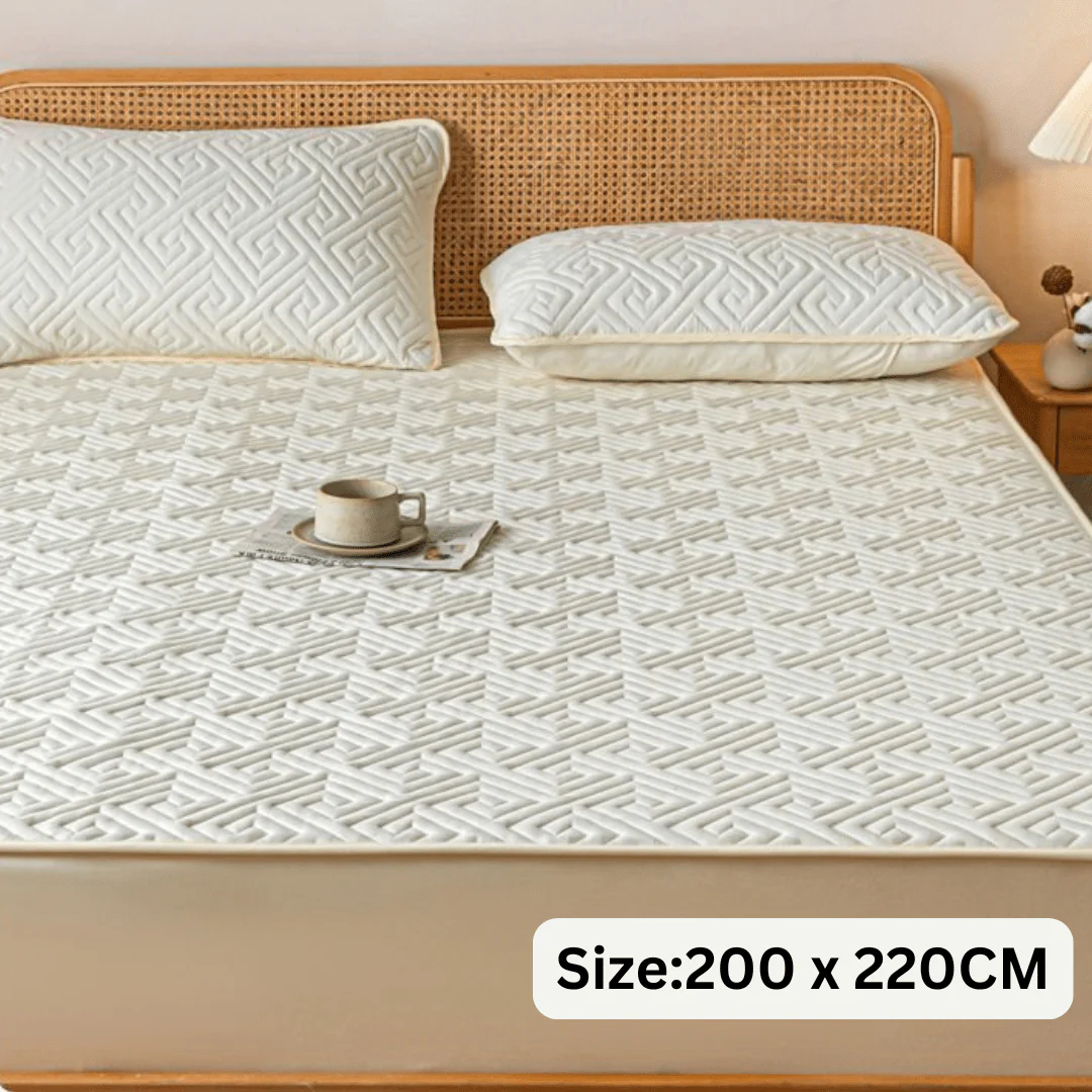 Feather Touch Quilted Bed Sheets With 2-Pillow Covers (Off-White) - Image 7