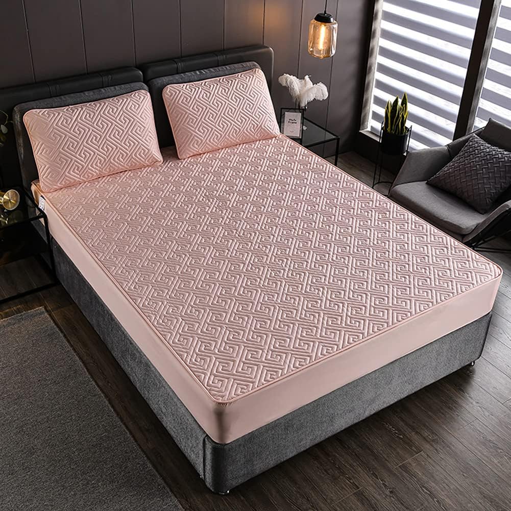 Feather Touch Quilted Bed Sheets With 2-Pillow Covers (Pink) - Image 2