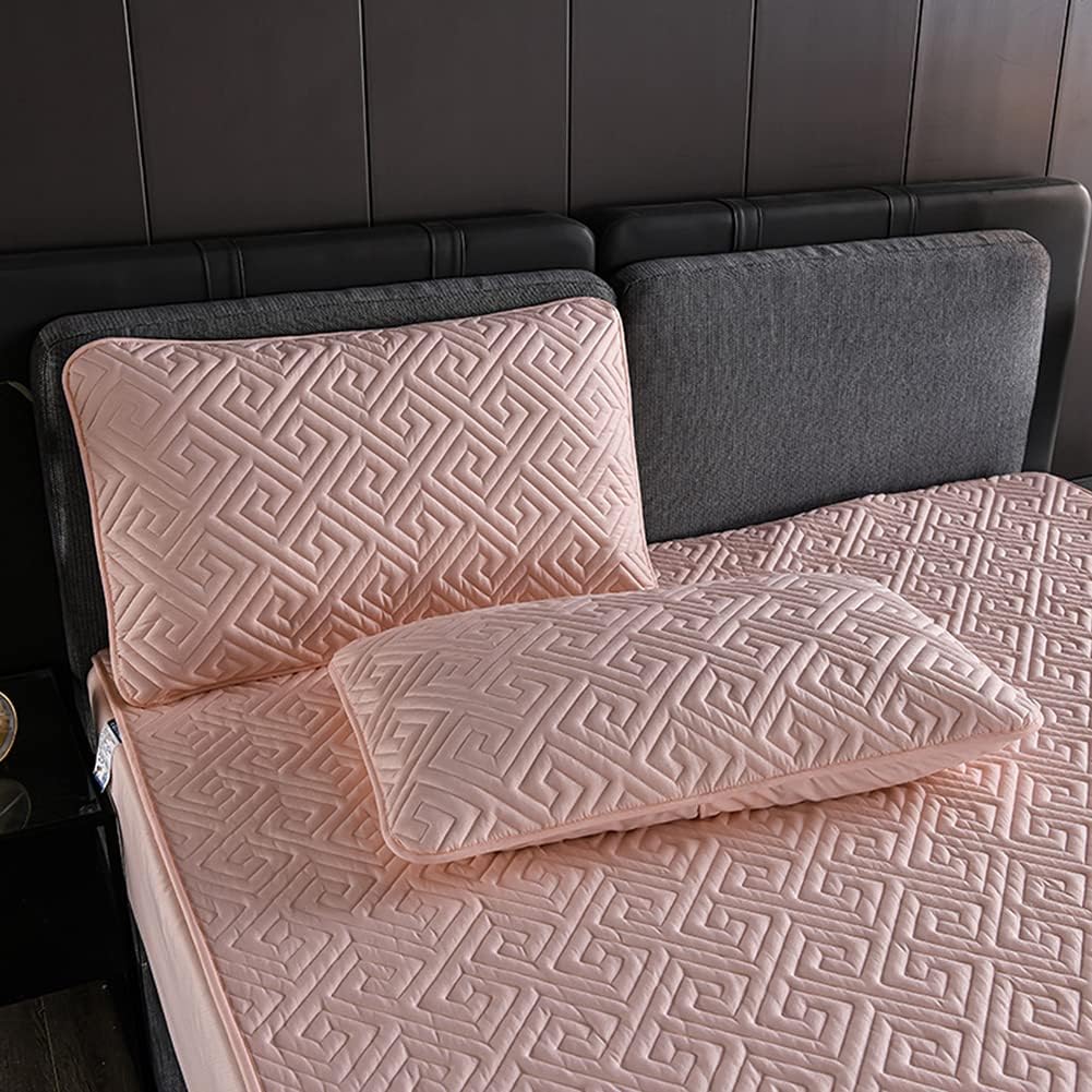 Feather Touch Quilted Bed Sheets With 2-Pillow Covers (Pink) - Image 3
