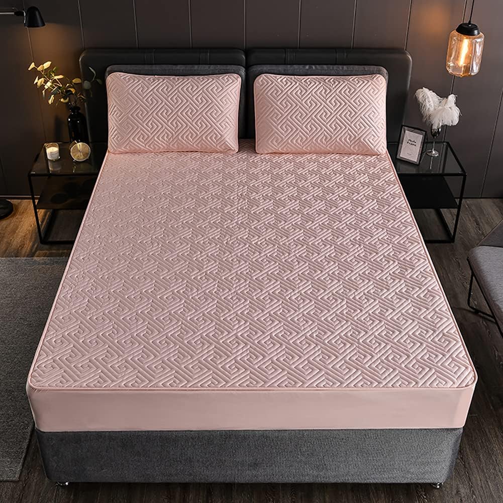 Feather Touch Quilted Bed Sheets With 2-Pillow Covers (Pink) - Image 4