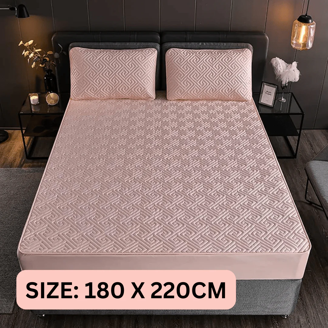 Feather Touch Quilted Bed Sheets With 2-Pillow Covers (Pink) - Image 7