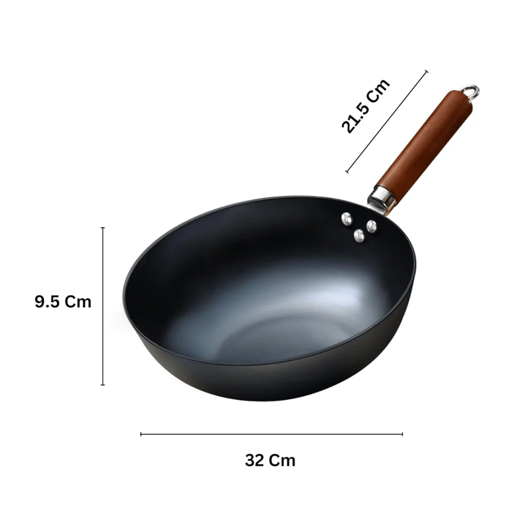 Fine Iron Cooking Pan with Wooden Handle - Image 8