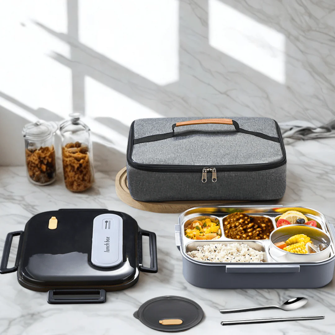5-Compartment Stainless Steel Thermal Bento Lunch Box(2800ml) - Image 2