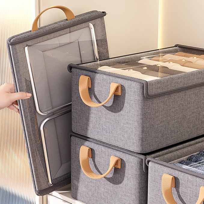 Fold & Stack Dustproof Storage Basket - Image 2