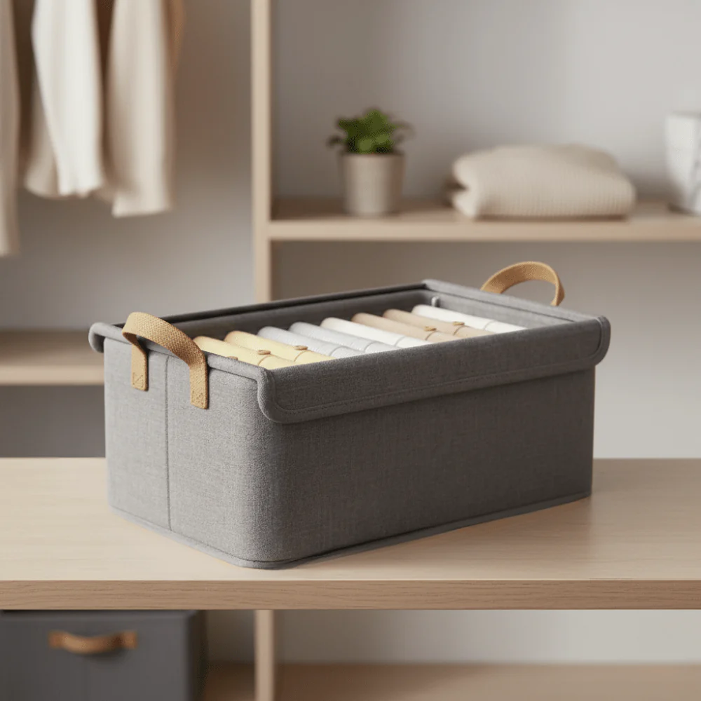 Fold & Stack Dustproof Storage Basket - Image 5