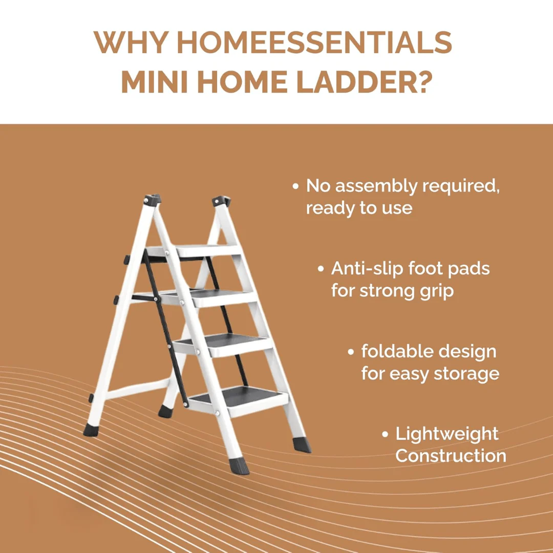 4-Step Foldable Iron Ladder with Anti-Slip Pedals - Image 3