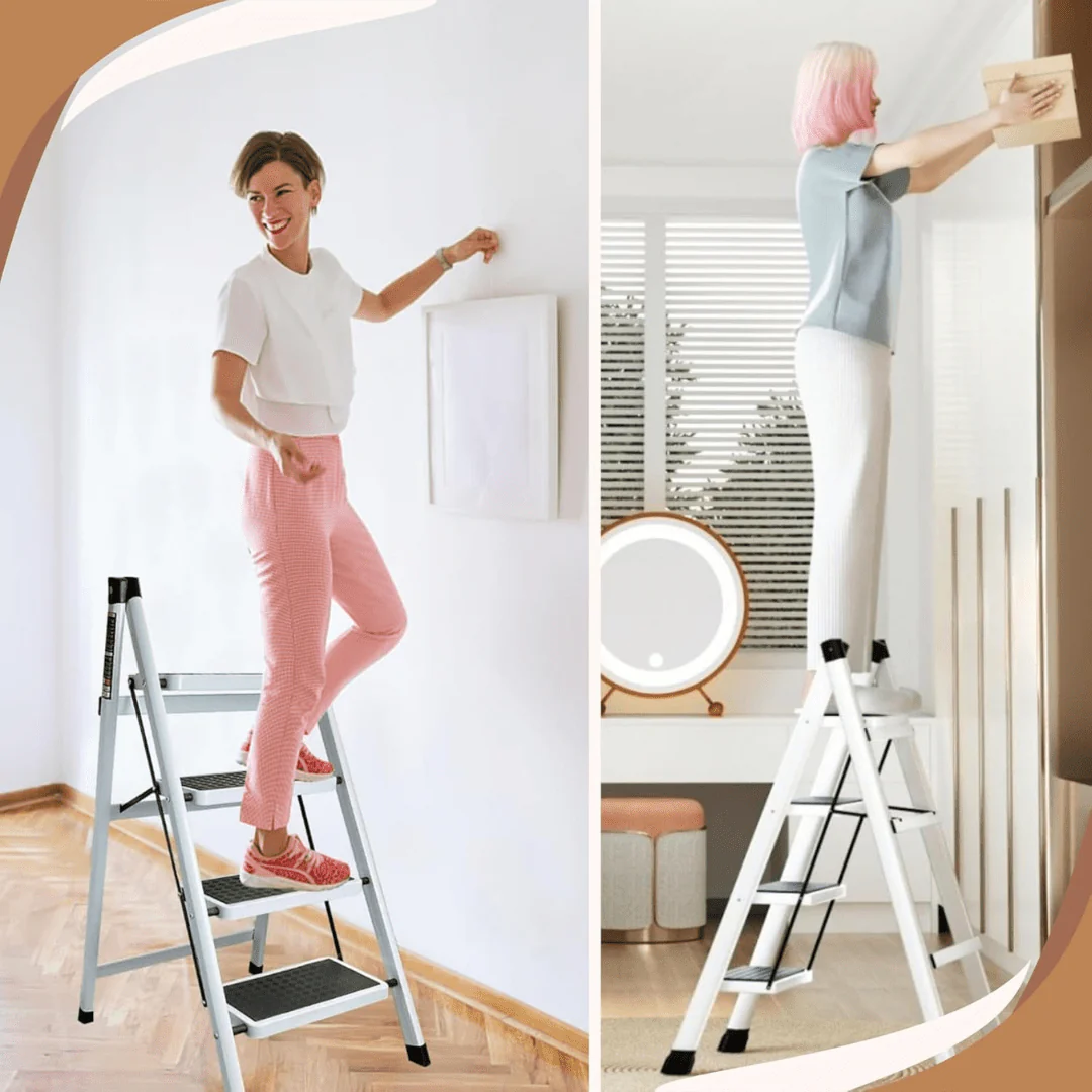 4-Step Foldable Iron Ladder with Anti-Slip Pedals - Image 4