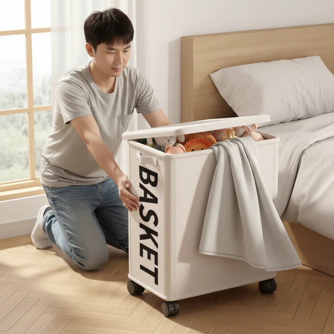 Foldable Large Capacity Storage Box with Lid & Wheels - Image 3