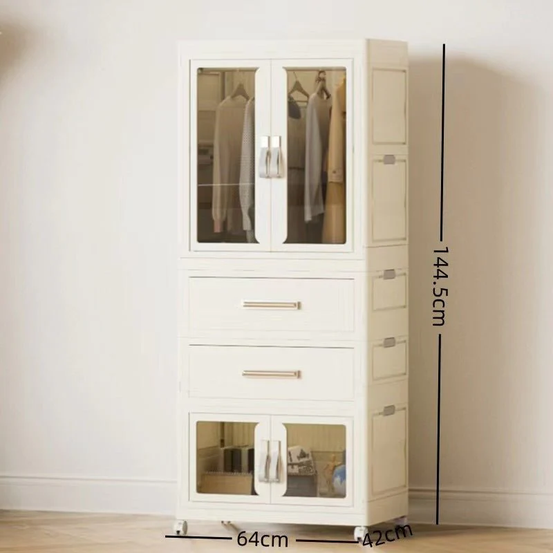 Foldable Storage Wardrobe with 1 Cabinet & 2 Drawers - Image 8