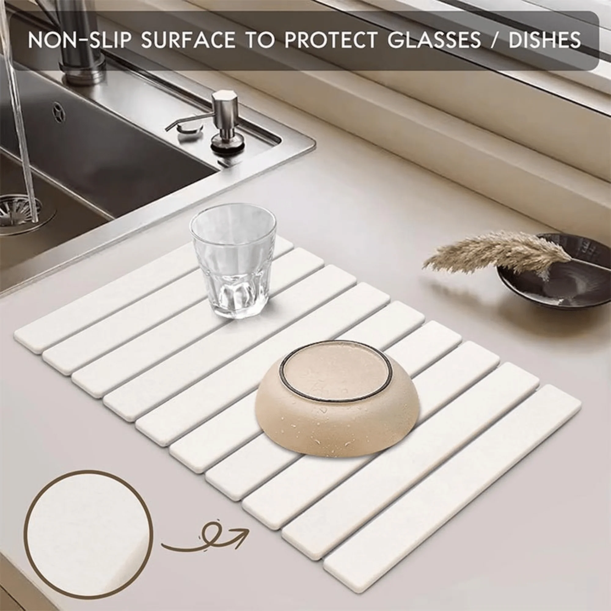 Foldable Super Absorbent Stone Non-Slip Multi-Purpose Drying Mat (52x39cm) - Image 3