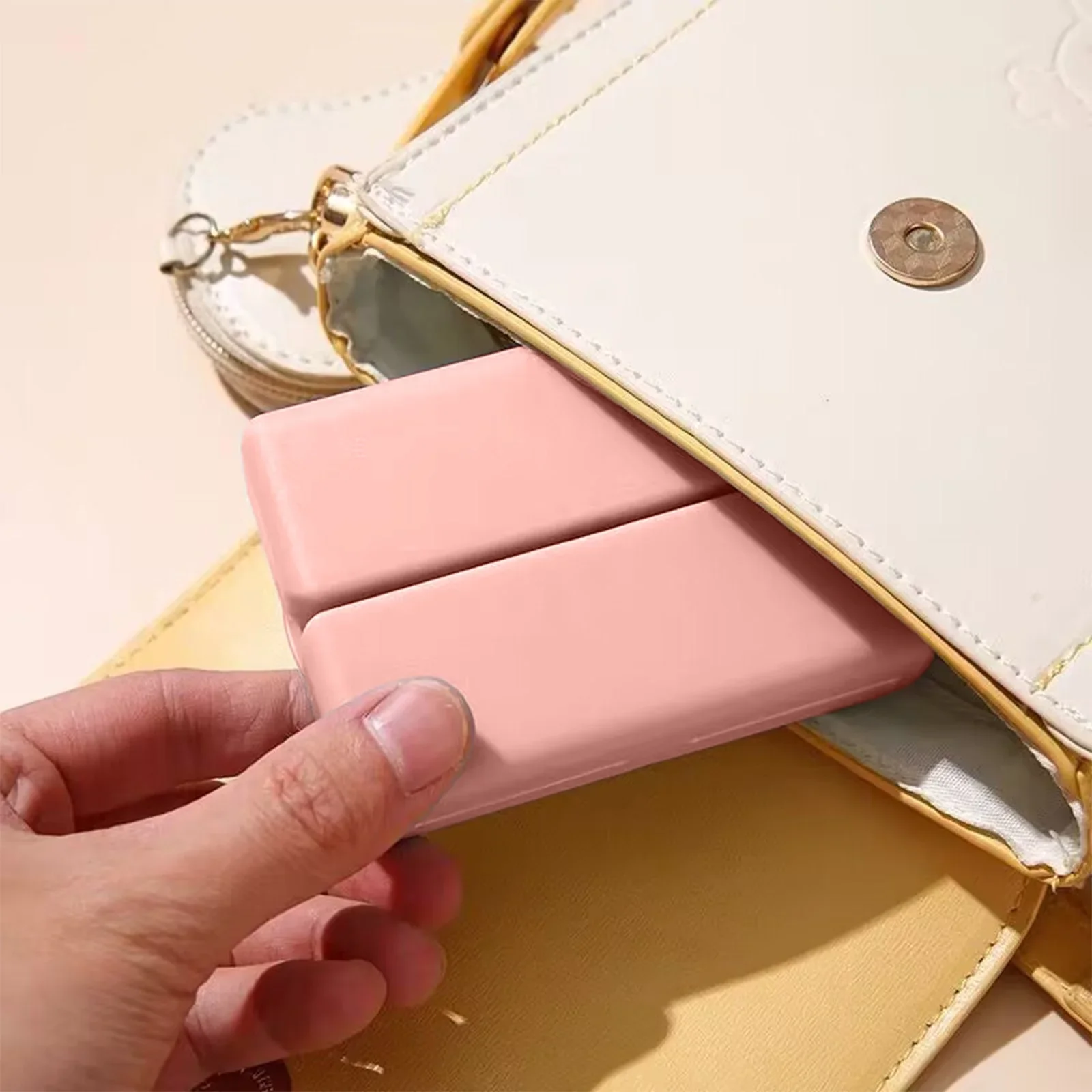 Folding Magnetic Compact Weekly Pill Organizer Box(Pink) - Image 5