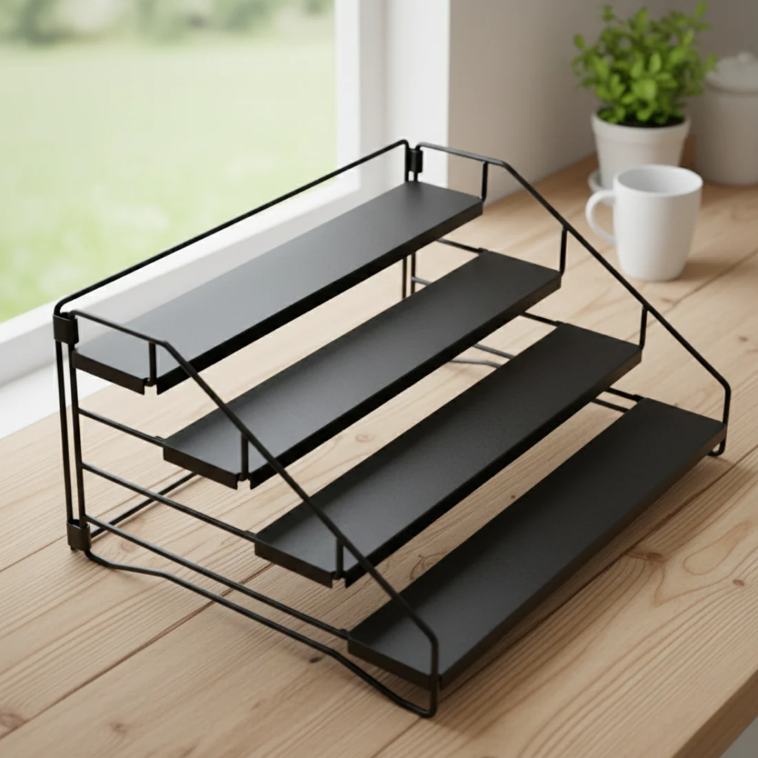 Four-Layer Adjustable Stepped Countertop Spice Rack