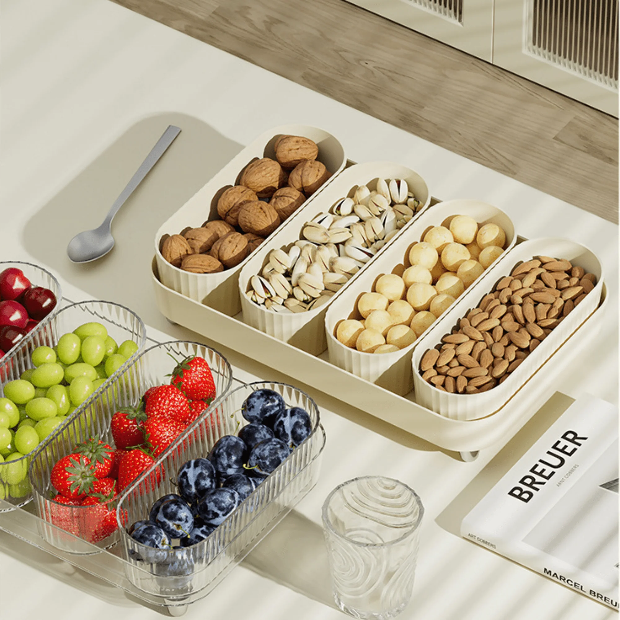 Premium 4 Jar Snack & Dry Fruit Container Set with Tray & Lids - Image 2