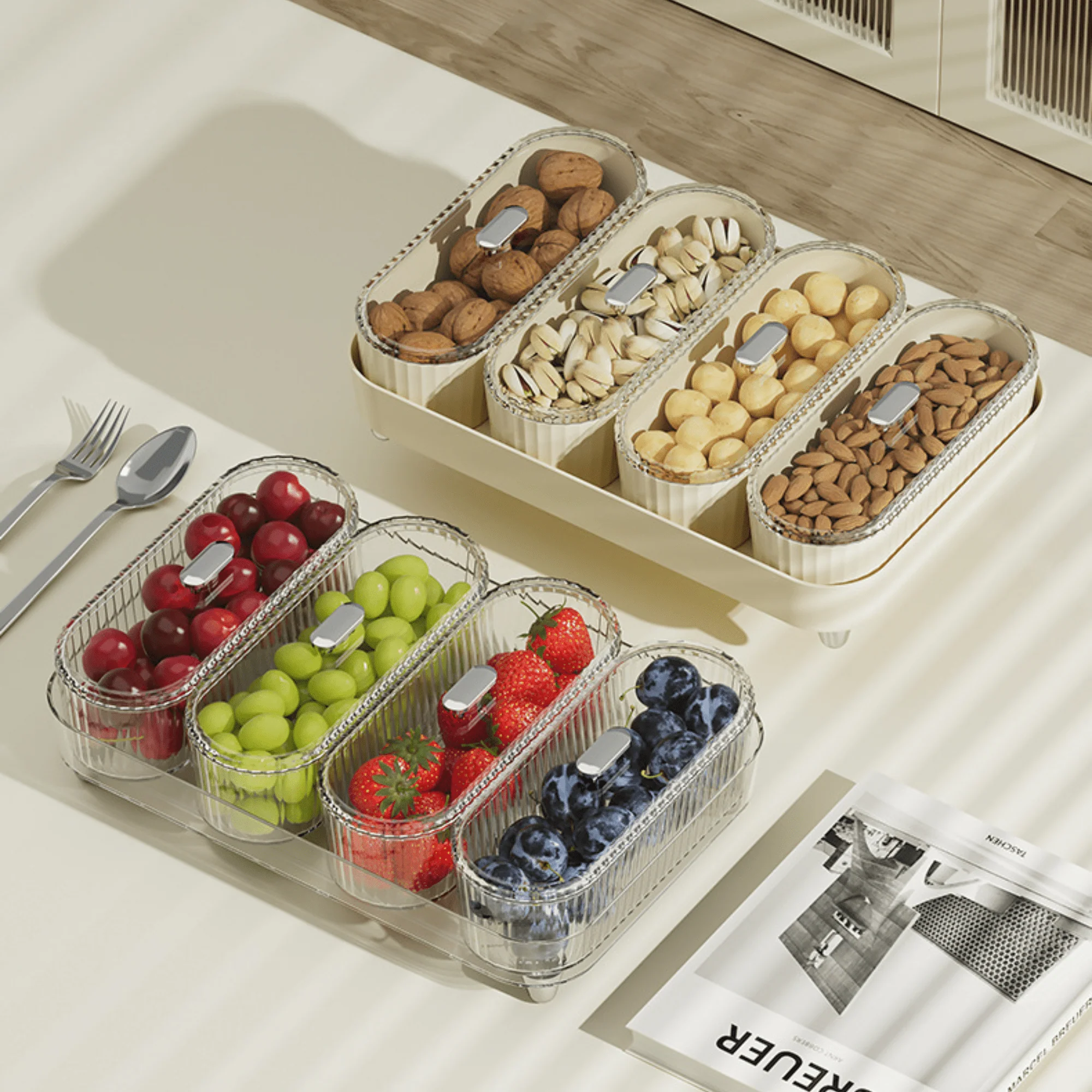 Premium 4 Jar Snack & Dry Fruit Container Set with Tray & Lids - Image 3