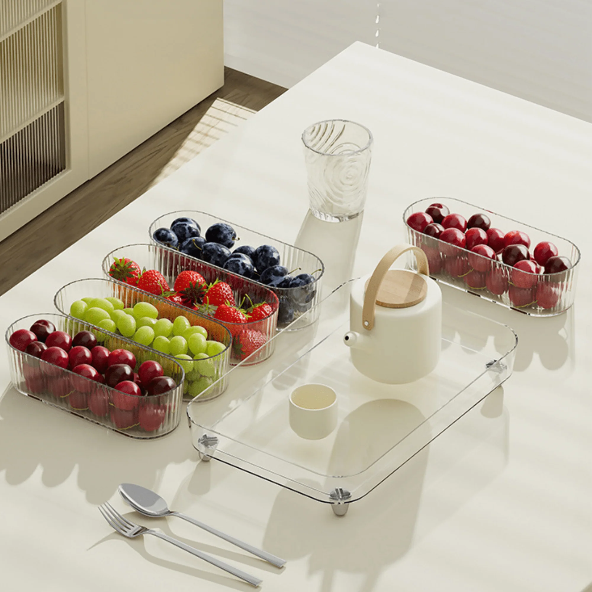 Premium 4 Jar Snack & Dry Fruit Container Set with Tray & Lids - Image 6