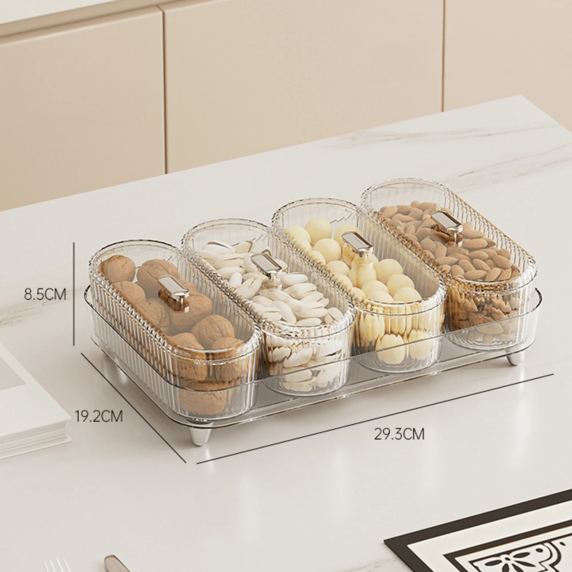 Premium 4 Jar Snack & Dry Fruit Container Set with Tray & Lids - Image 8