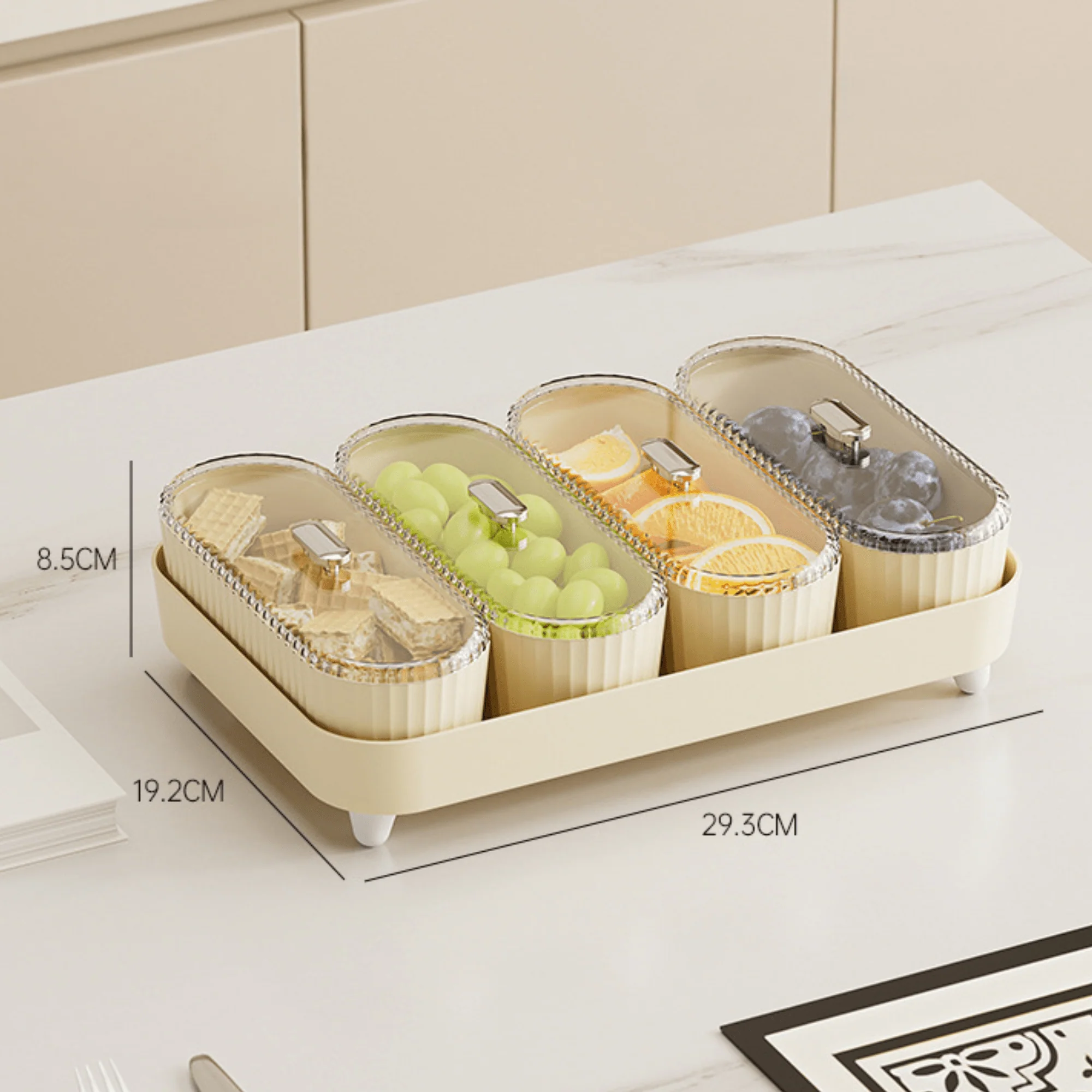 Premium 4 Jar Snack & Dry Fruit Container Set with Tray & Lids - Image 9