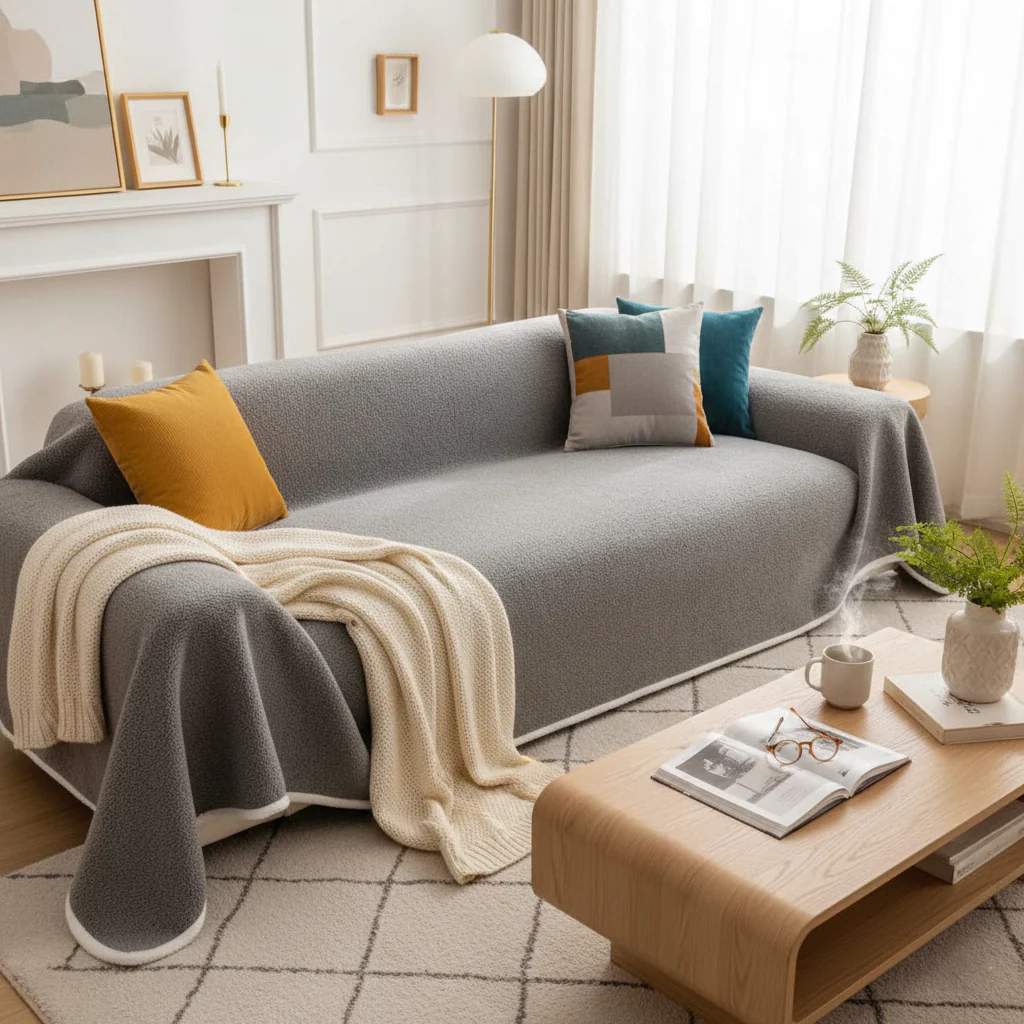 Gray Elegance Chenille Sofa Cover : [EM-SC-44] - Image 2