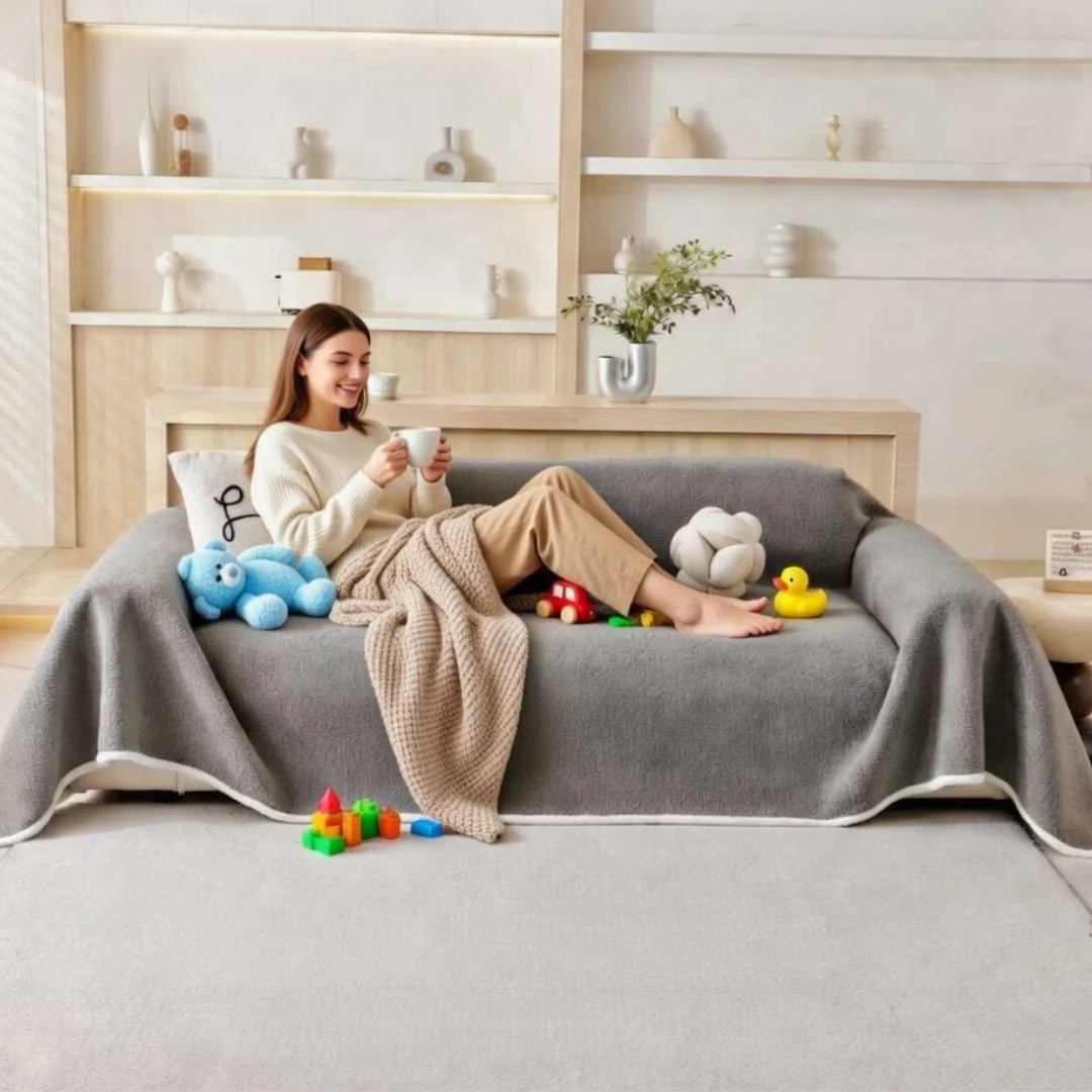 Gray Elegance Chenille Sofa Cover : [EM-SC-44] - Image 3