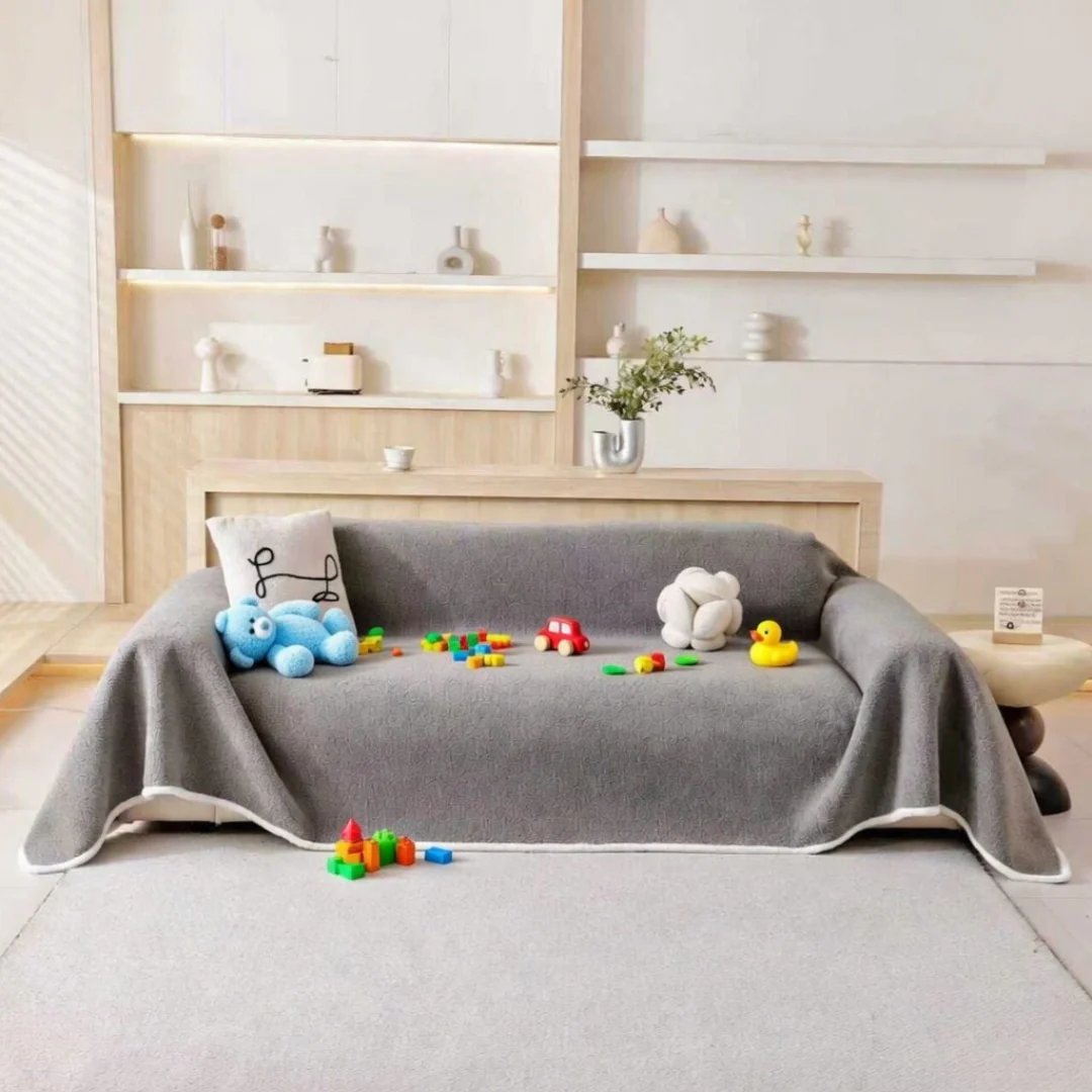 Gray Elegance Chenille Sofa Cover : [EM-SC-44] - Image 5