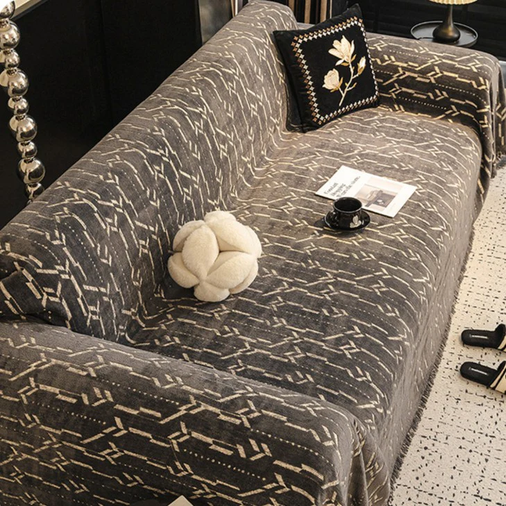 Grey Elegance Chenille Sofa Cover : [EM-SC-46] - Image 2