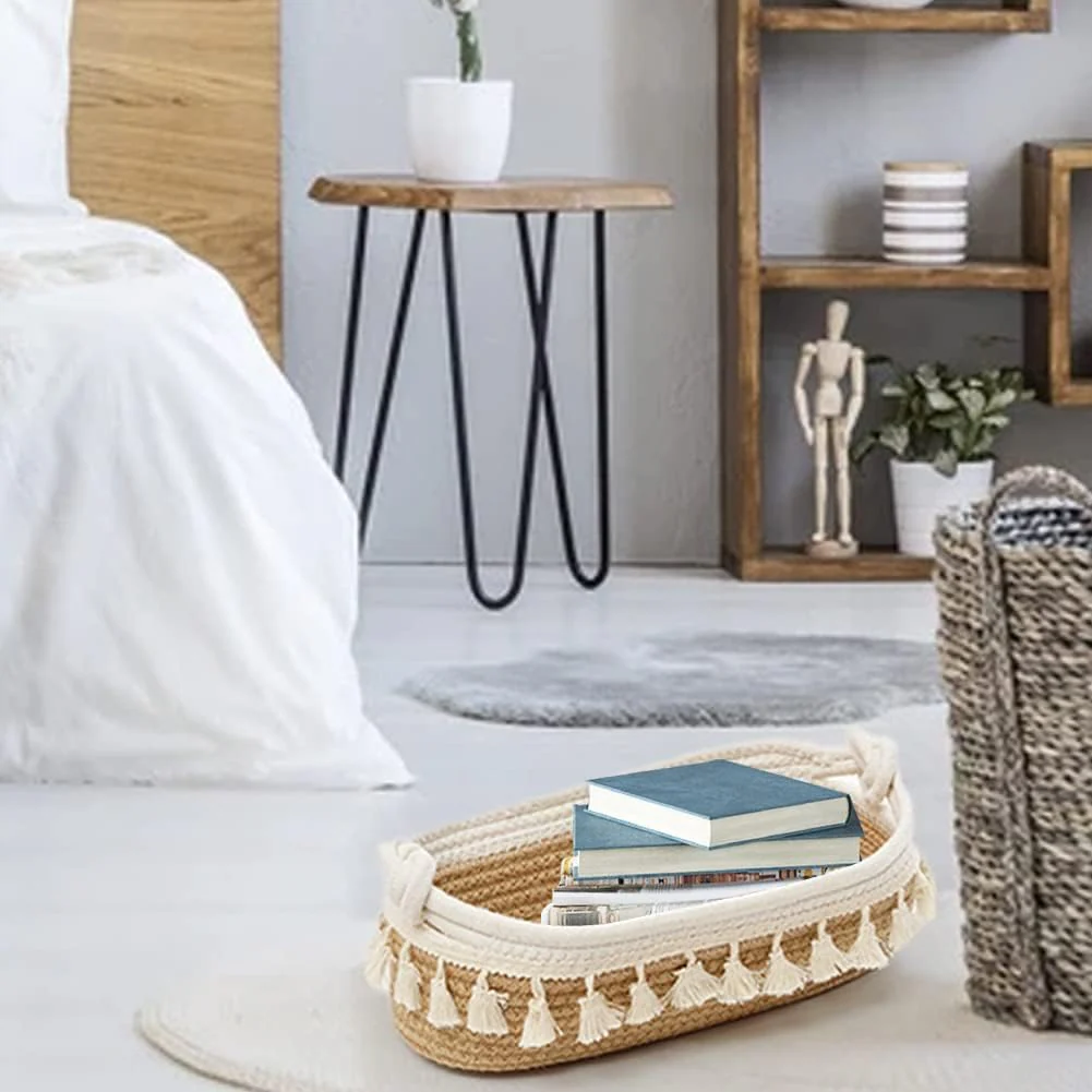 Handmade Cotton Rope Brown Storage Basket - Image 2