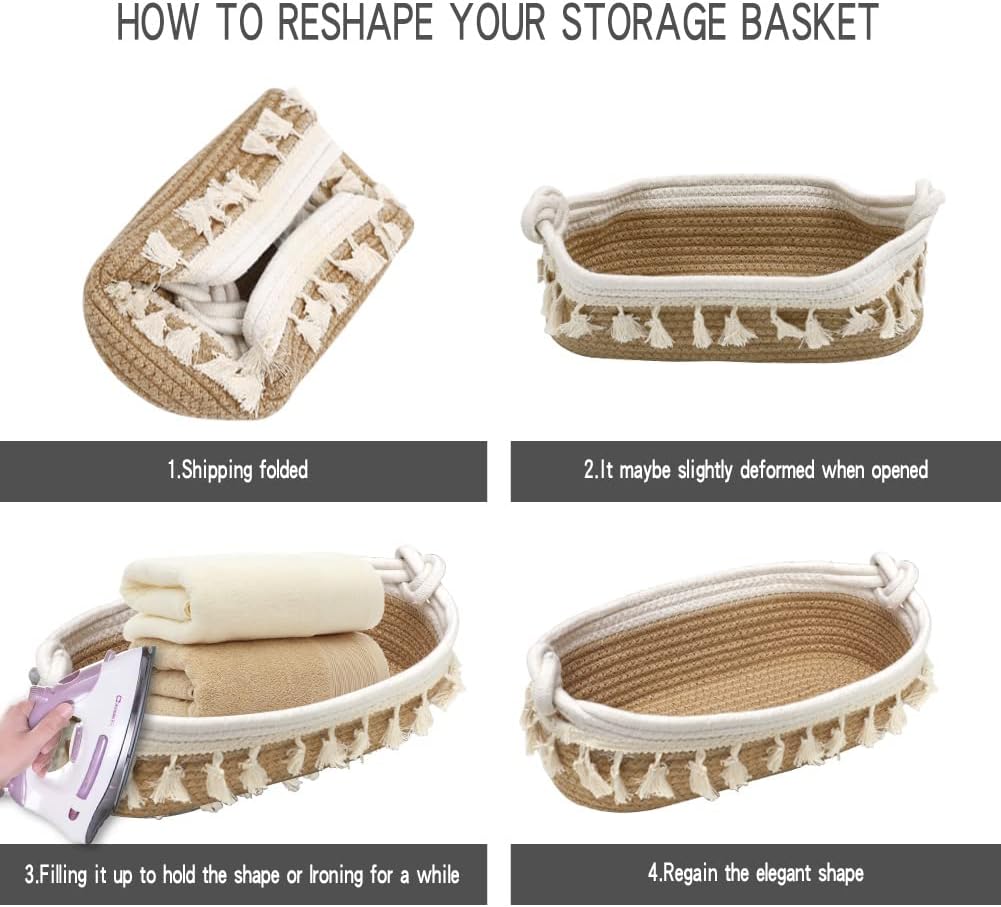 Handmade Cotton Rope Brown Storage Basket - Image 4