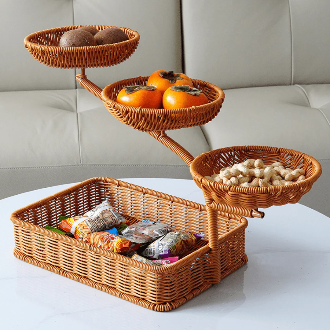 Handwoven Imitation Rattan Fruit Storage Basket