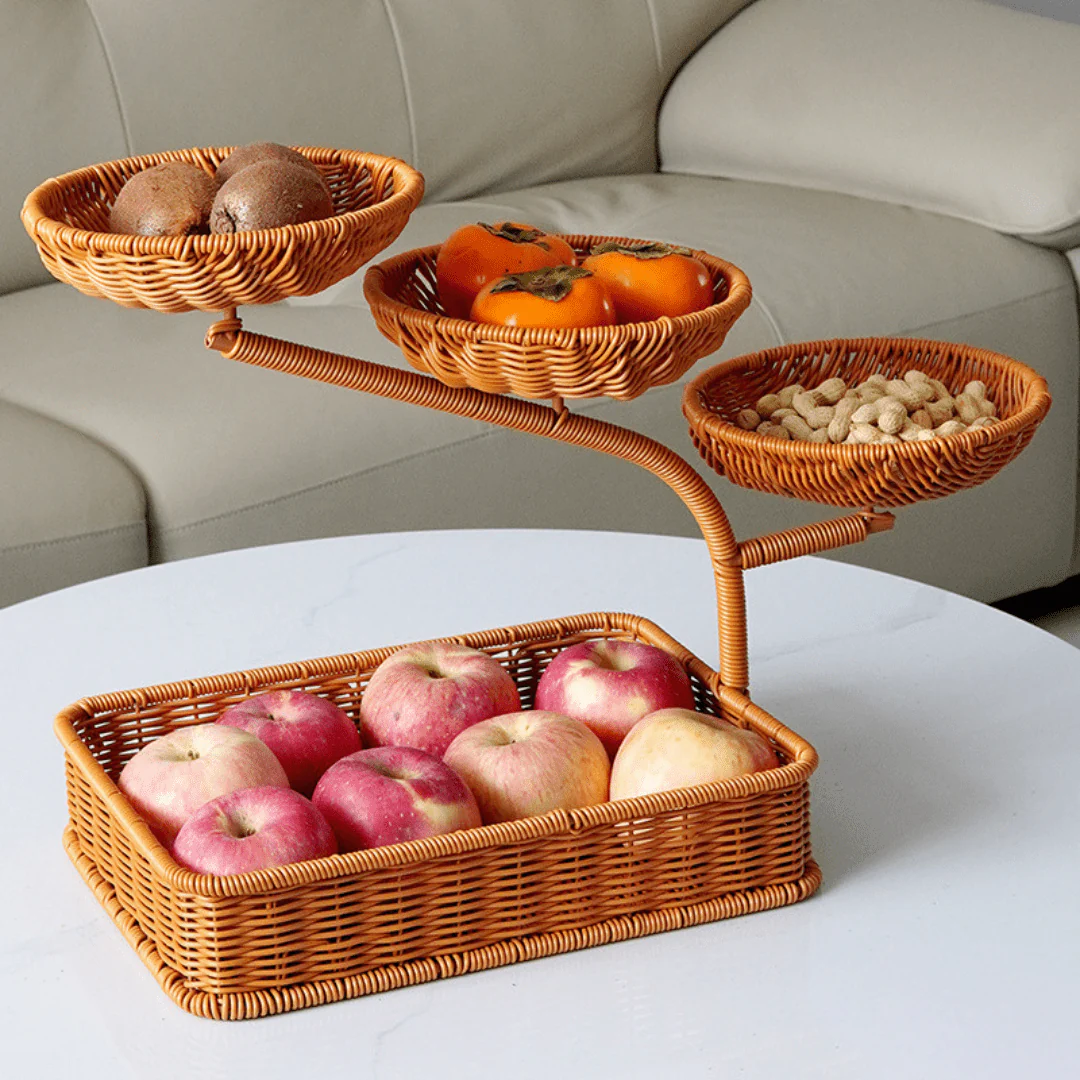 Handwoven Imitation Rattan Fruit Storage Basket - Image 5