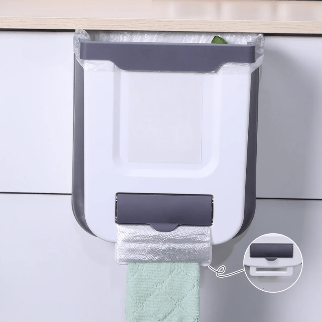 Hanging Folding Mini Trash Can for Kitchen Cabinet Door - Image 2