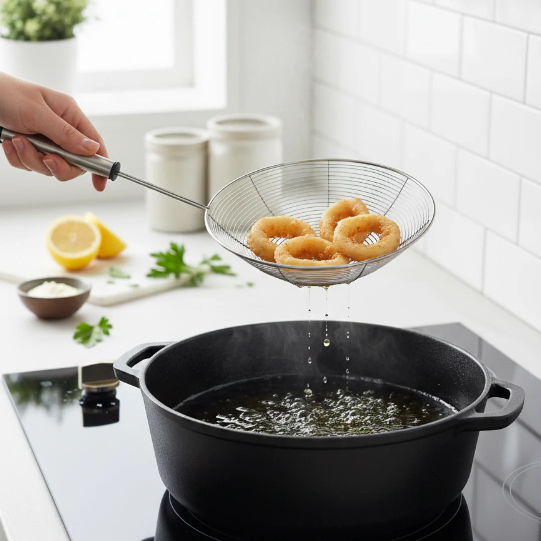 Heavy-Duty Metal Kitchen Strainer with Handle - Image 2