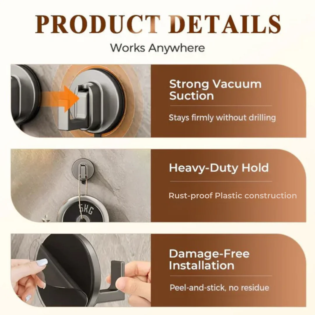 Heavy-Duty No-Drill Strong Suction Cup Utility Hook - Image 4