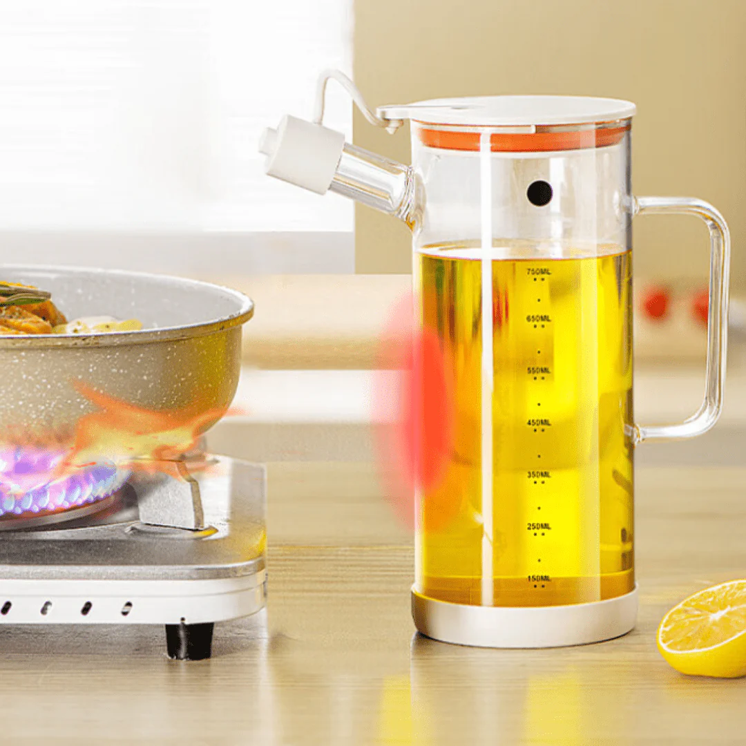 High Borosilicate Glass Oil Bottle with Leakproof Spout (750ml) - Image 3