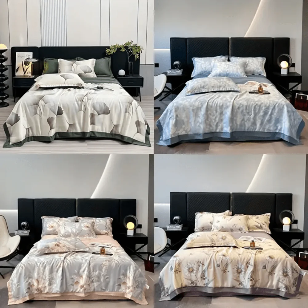 Ice Silk Elegance Comfort Quilt Set - Image 10