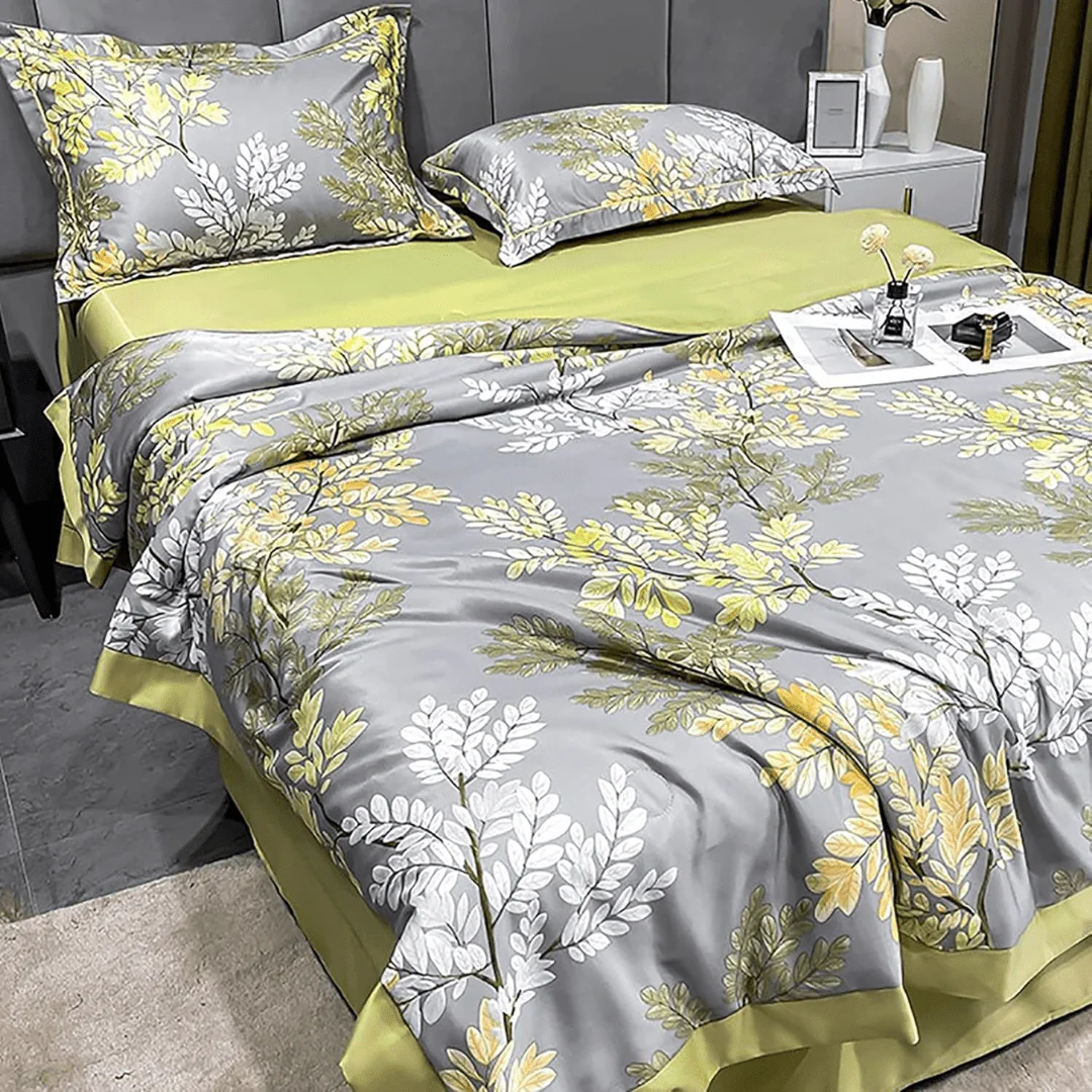 Ice Silk Elegance Comfort Quilt Set (Style-4) - Image 2