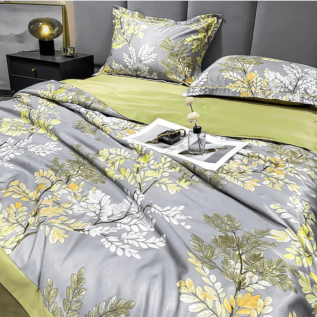 Ice Silk Elegance Comfort Quilt Set (Style-4) - Image 4