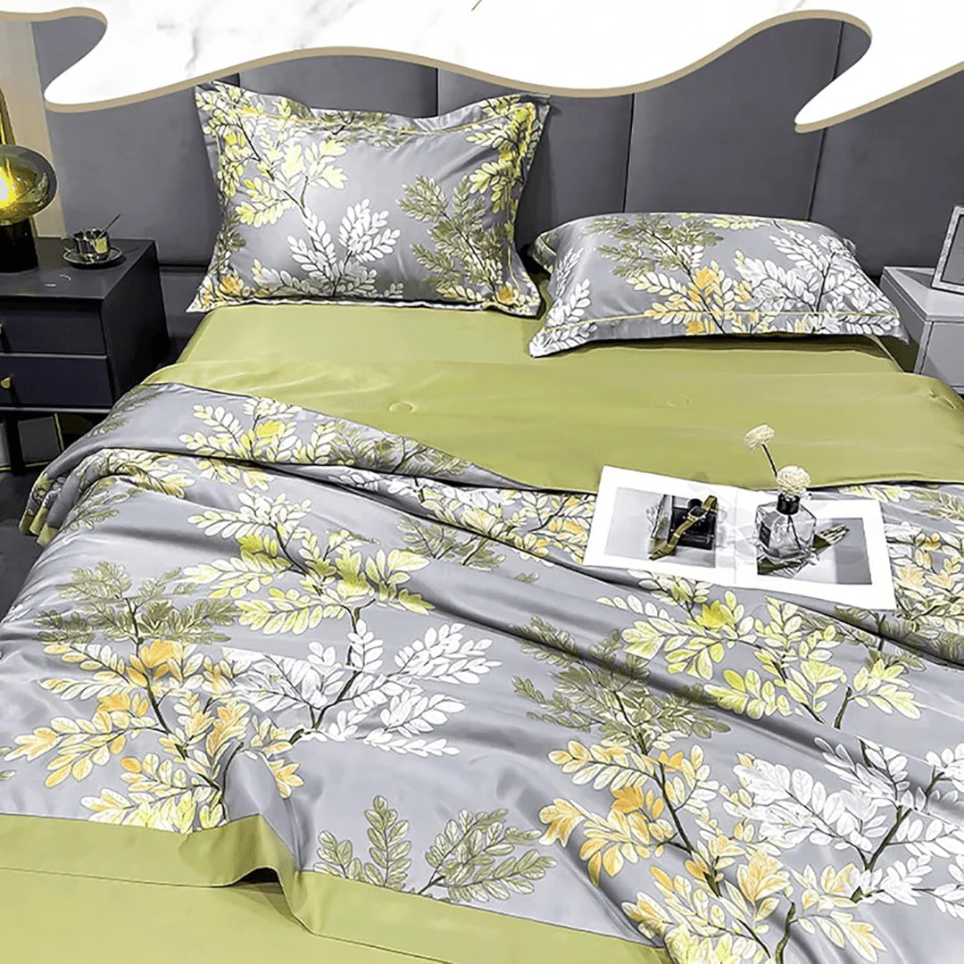 Ice Silk Elegance Comfort Quilt Set (Style-4) - Image 6