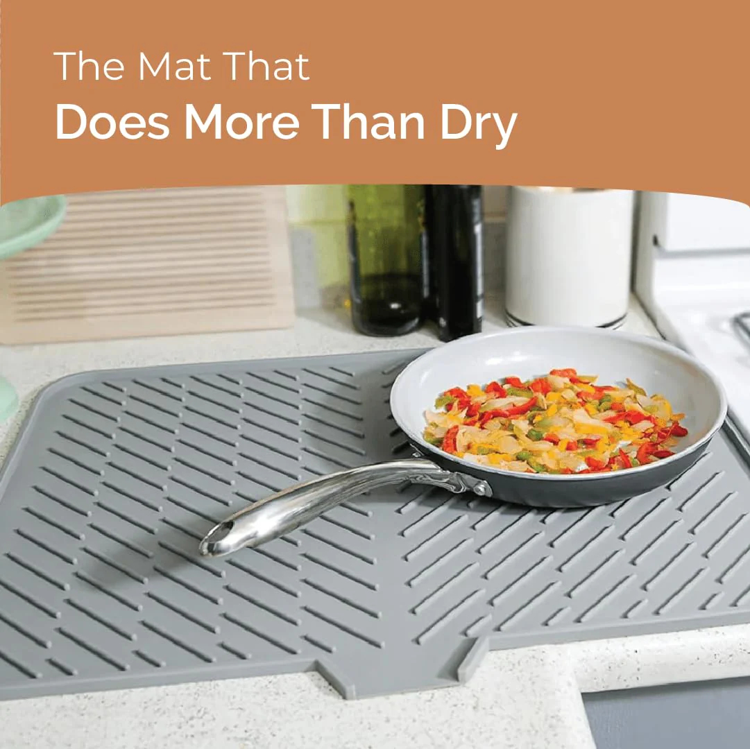 Kitchen Countertop Drying Mat with Drain Lip - Image 5