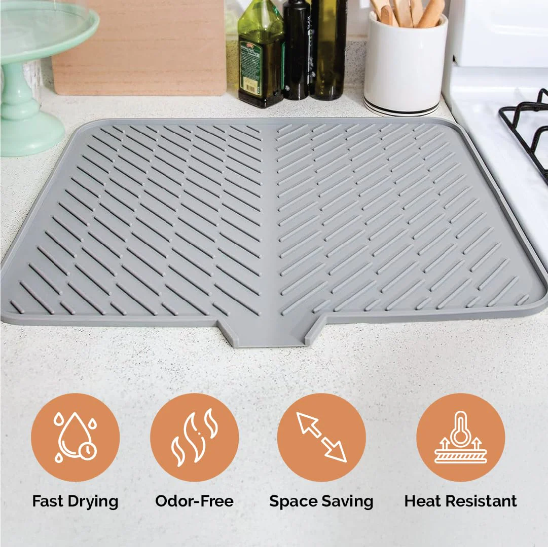 Kitchen Countertop Drying Mat with Drain Lip - Image 6