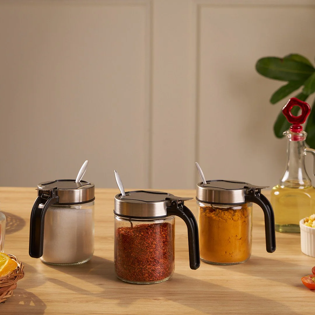 Airtight Glass Storage Containers with Stainless Steel Lid & Spoon - Image 3