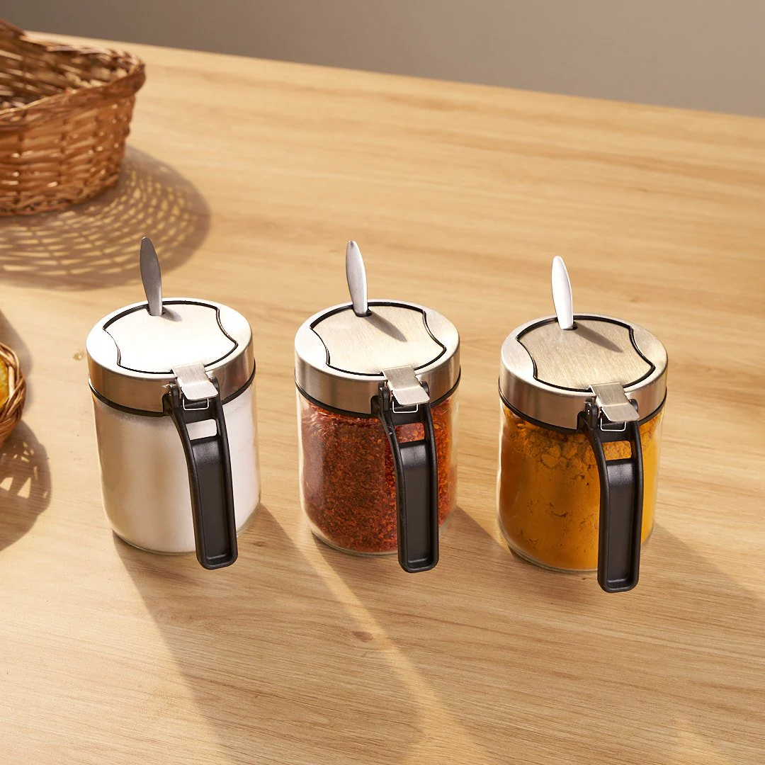 Airtight Glass Storage Containers with Stainless Steel Lid & Spoon - Image 5