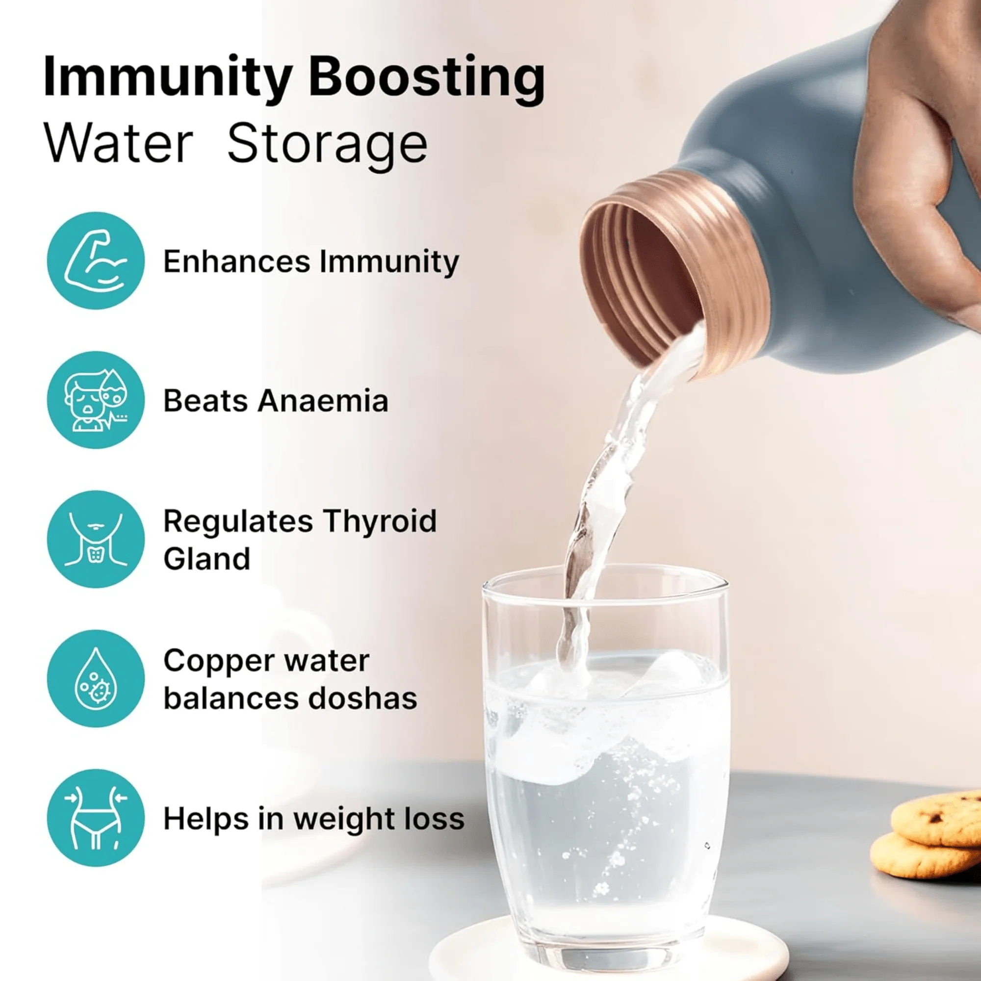 Leak-Proof Pure Copper Water Bottle (1Litre) - Image 4